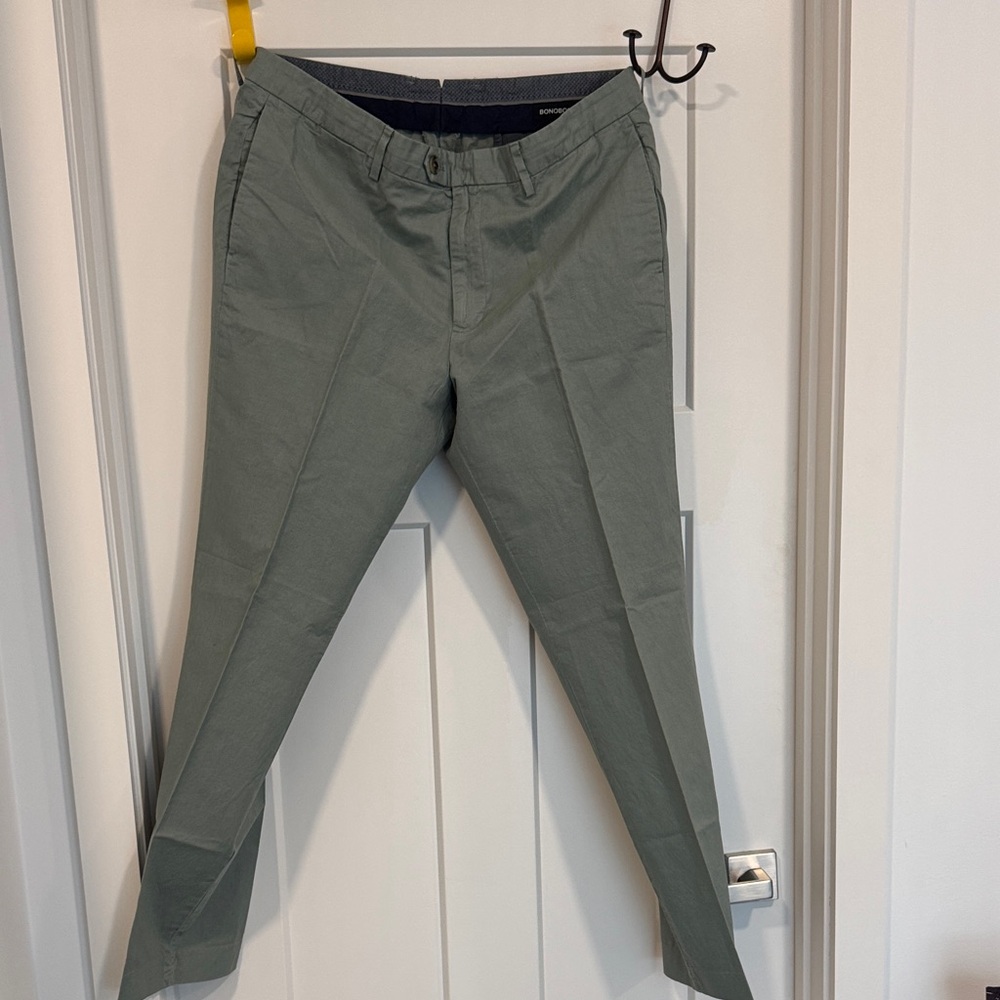 Bonobos Men's Slim Sage Light Green Chinos 36x32 Cotton Linen NWOT - Picture 4 of 6
